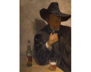 Fig. x. Diego Rivera, Self-portrait with hat, oil-paint on canvas, 1907.